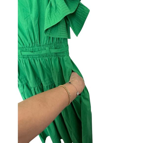 Strut&bolt PURE ENCHANTMENT GREEN 100% COTTON MIDI DRESS - Picture 8 of 14